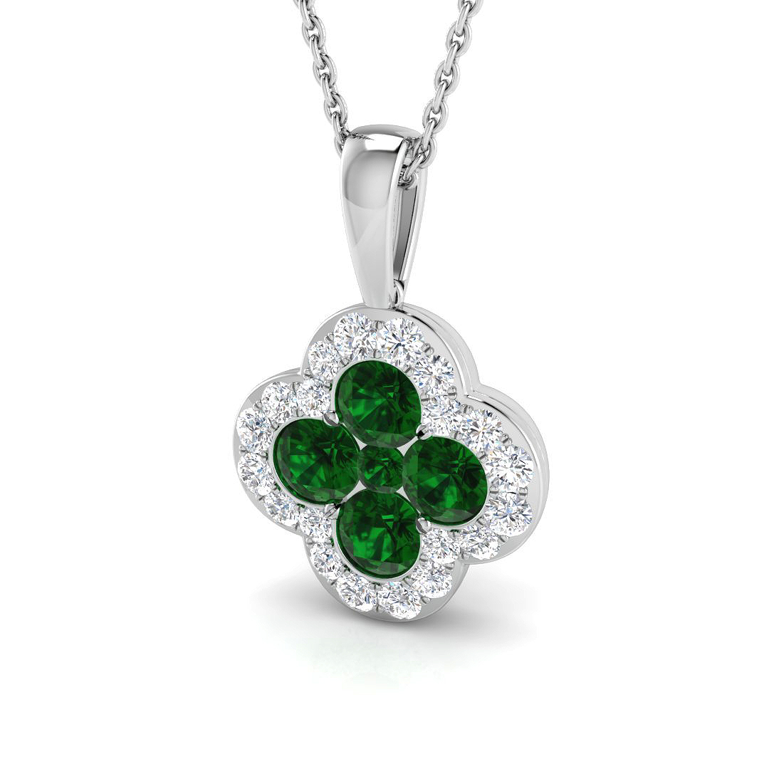 1 ct Natural Diamond Emerald Pendant