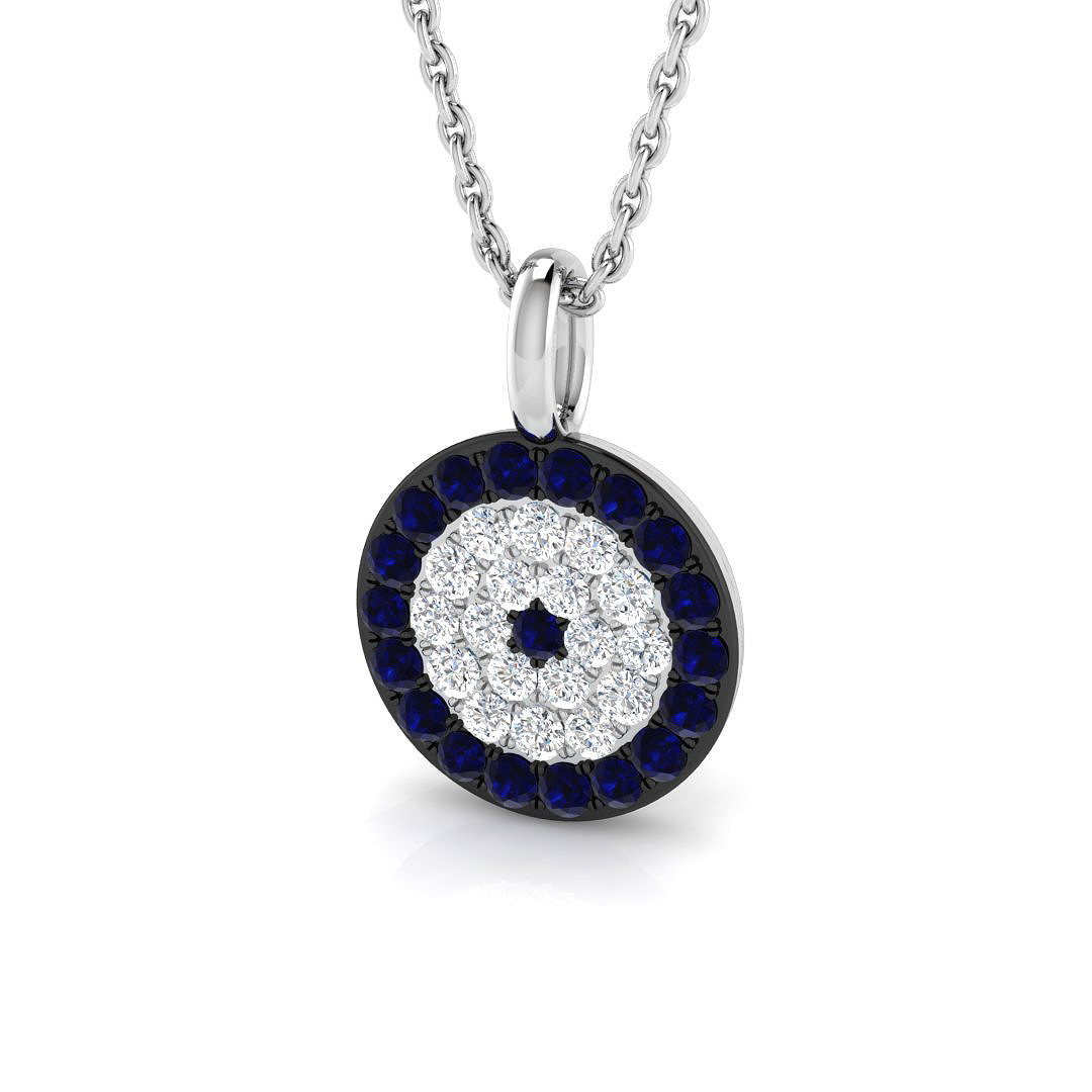 0.45 Ct Blue Sapphire Round Cut  in 18K White Gold