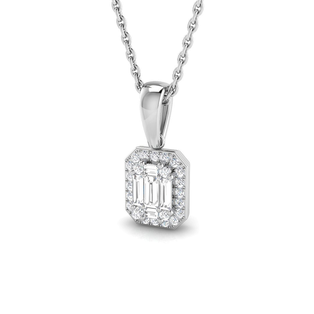 0.2 ct Natural Diamond Baguette Pendant