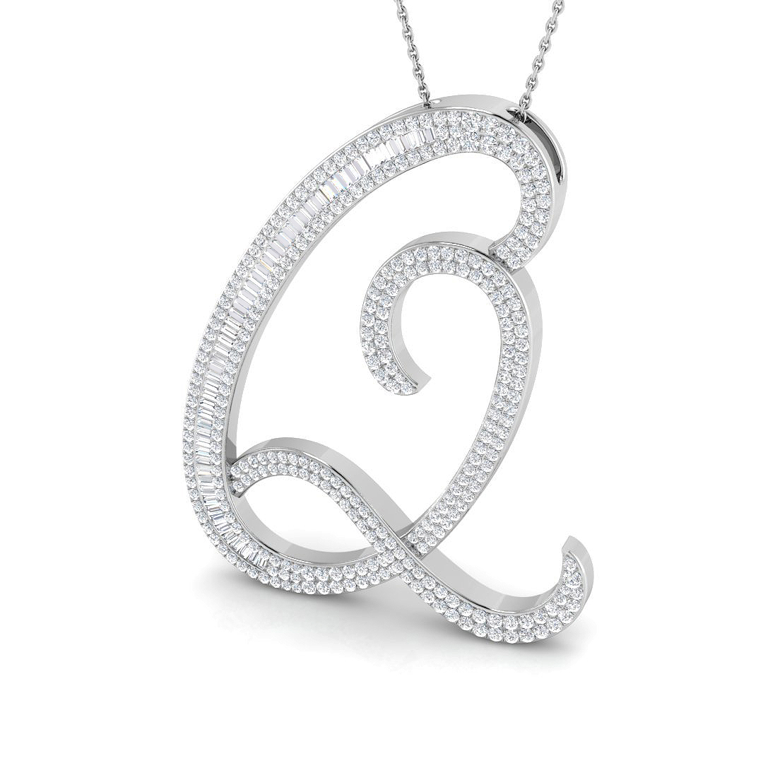 1.9 ct Natural Diamond Baguette Pendant