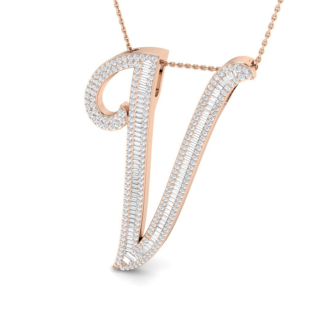 1.7 ct Natural Diamond Baguette Pendant