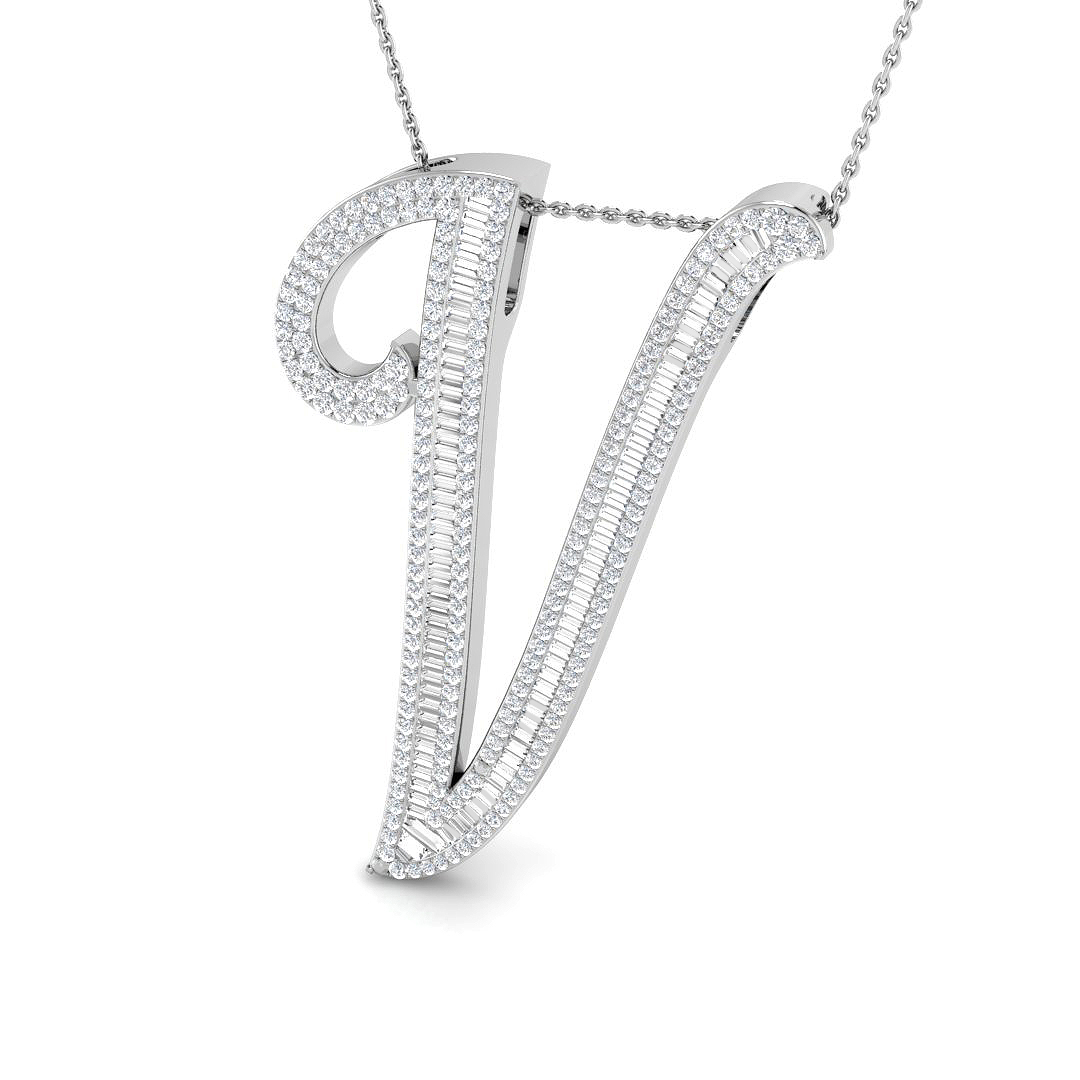 1.7 ct Natural Diamond Baguette Pendant