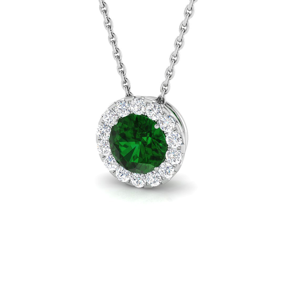 0.95 ct Natural Diamond Emerald Pendant