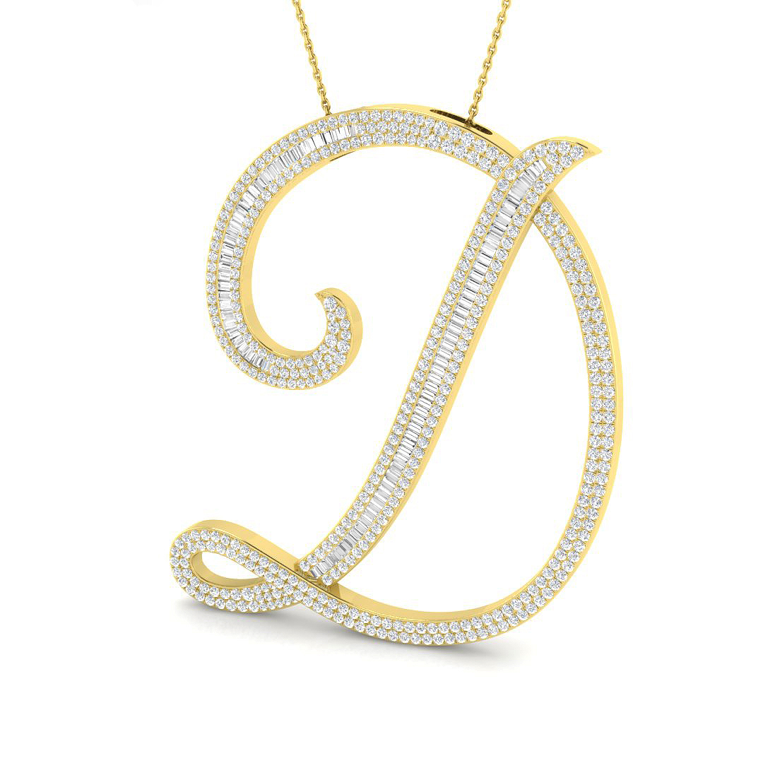 2.7 ct Natural Diamond Baguette Pendant