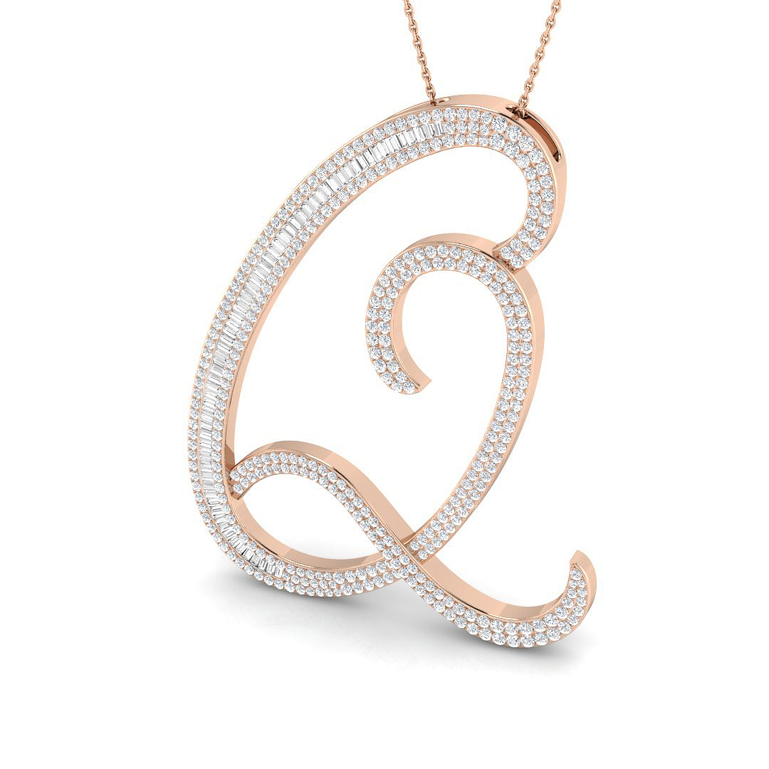 2.75 ct Natural Diamond Baguette Pendant