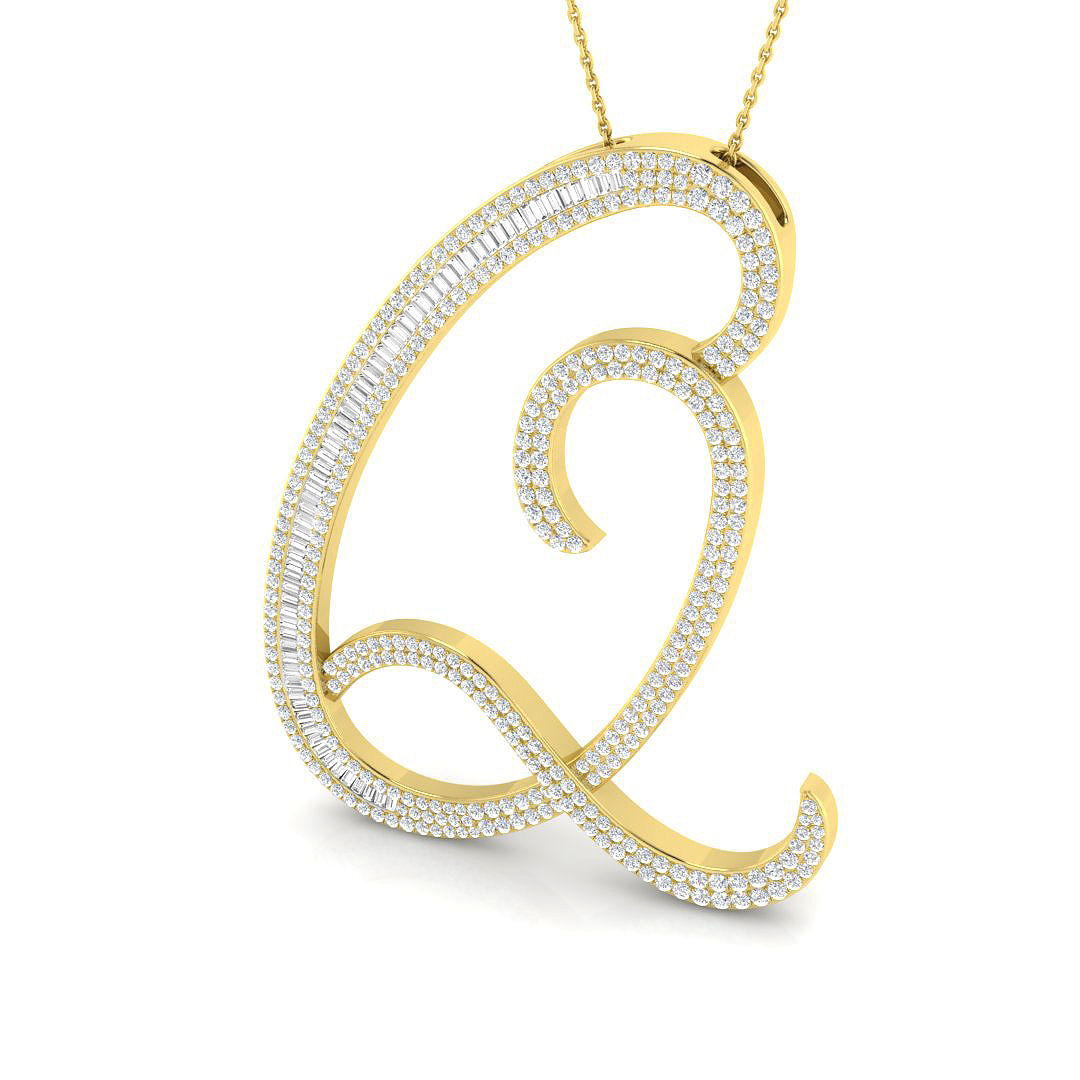 2.75 ct Natural Diamond Baguette Pendant