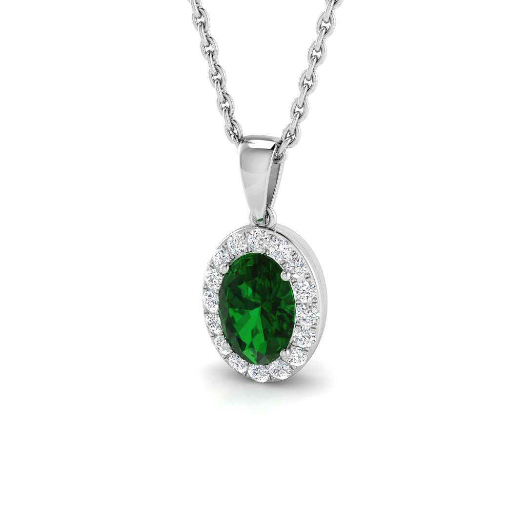 0.45 ct Natural Diamond Emerald Pendant