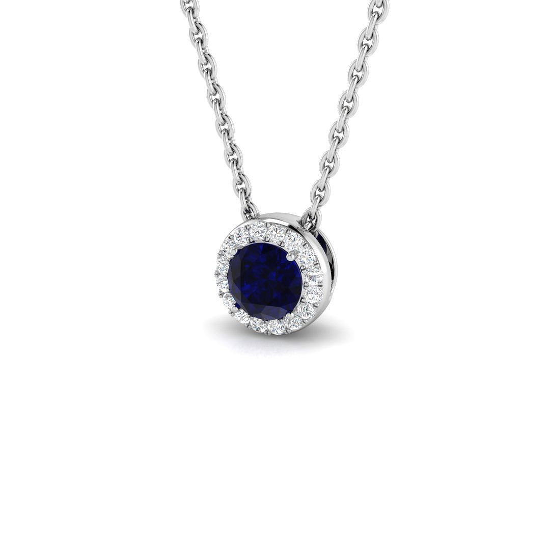 0.3 Ct Blue Sapphire Round Cut  in 18K White Gold