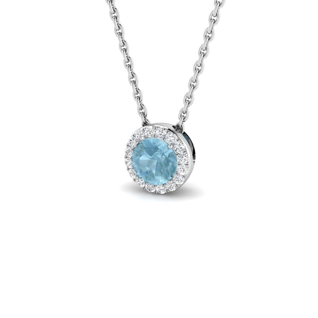 0.3 Ct Aquamarine Round Cut  in 18K White Gold