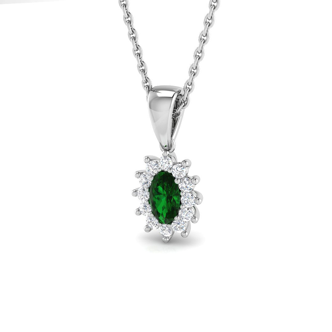 0.35 ct Natural Diamond Emerald Pendant