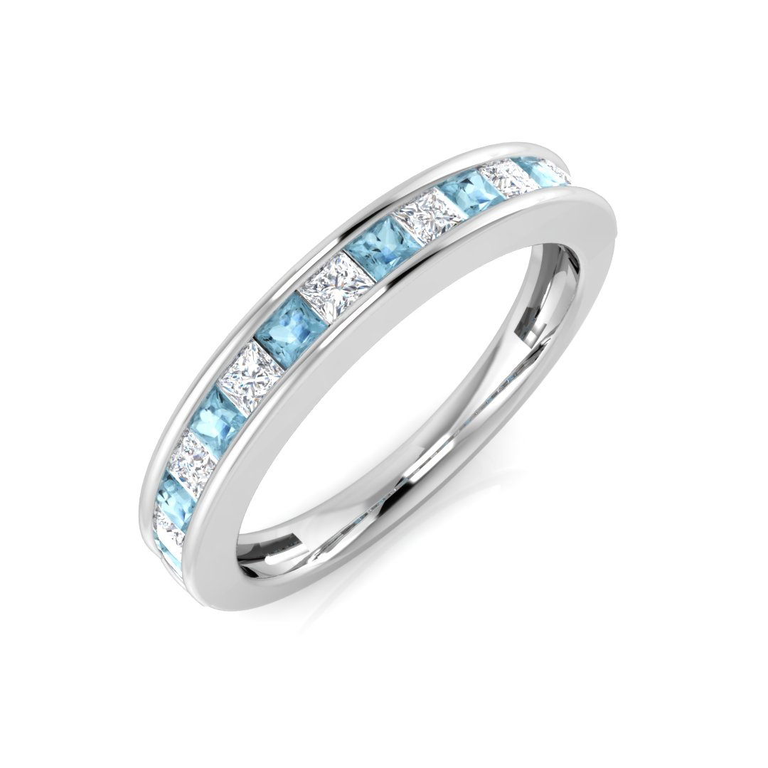 0.8 ct Aquamarine Princess Ring