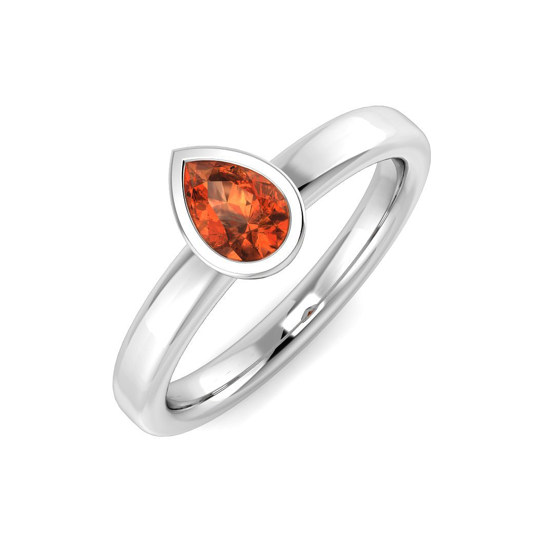 0.55 Ct Natural Diamond Pear Cut  in 18K White Gold