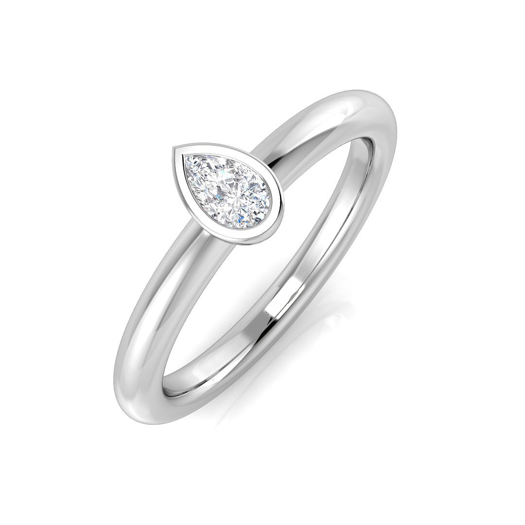 0.15 Ct Natural Diamond Pear Cut  in 18K White Gold