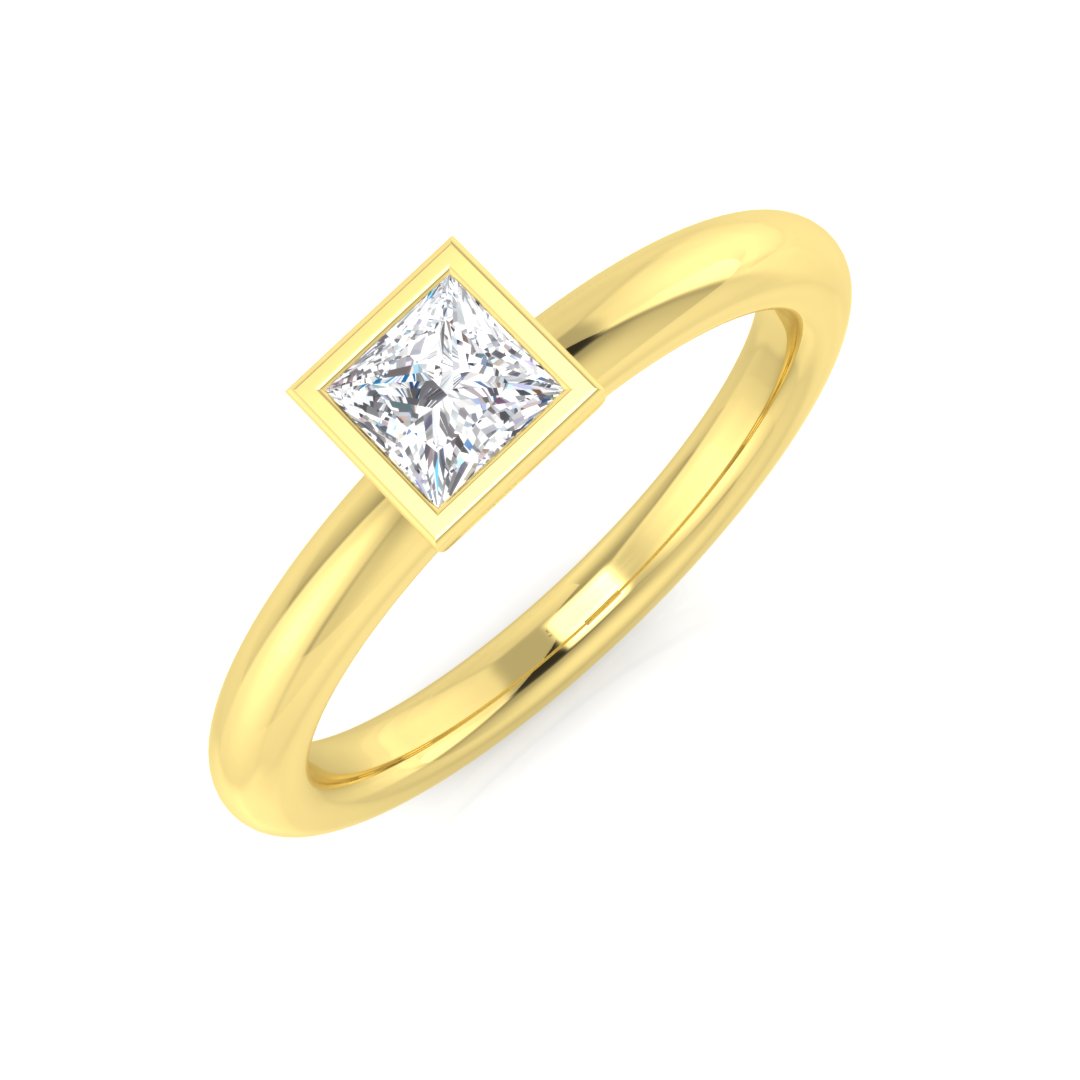 0.35 ct Natural Diamond Princess Ring