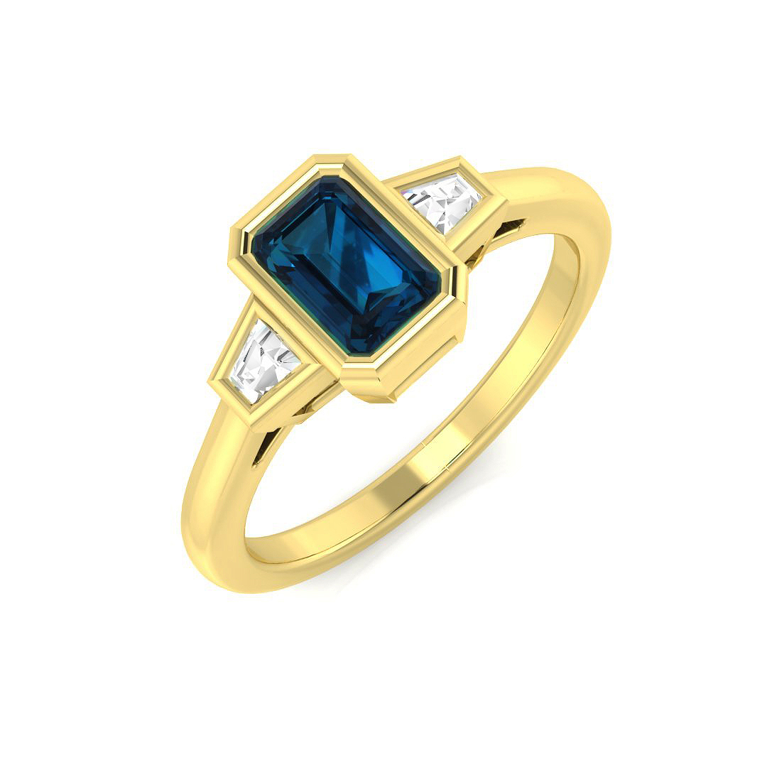0.85 ct Blue Topaz Emerald Ring