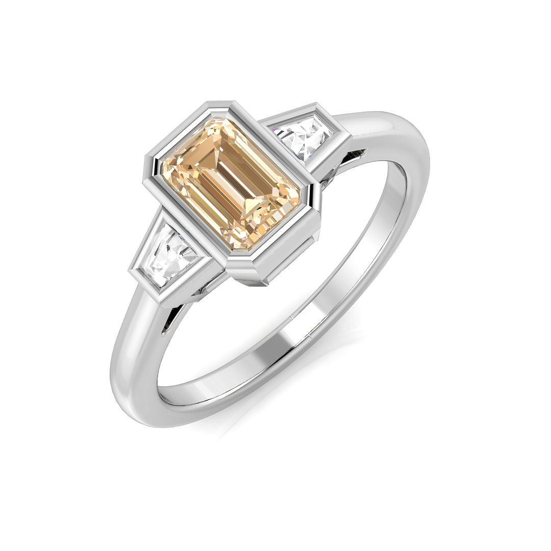 0.75 Ct Morganite Emerald Cut  in 9K White Gold