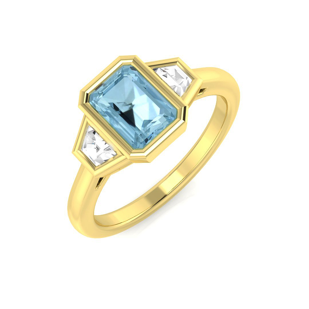 1.1 ct Aquamarine Emerald Ring