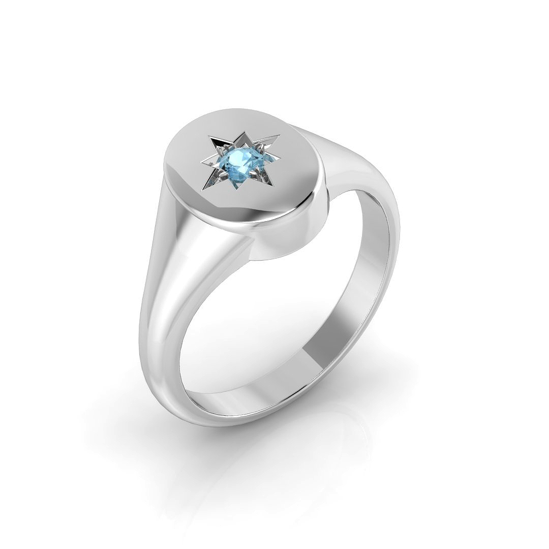 0.05 Ct Aquamarine Round Cut  in 9K White Gold