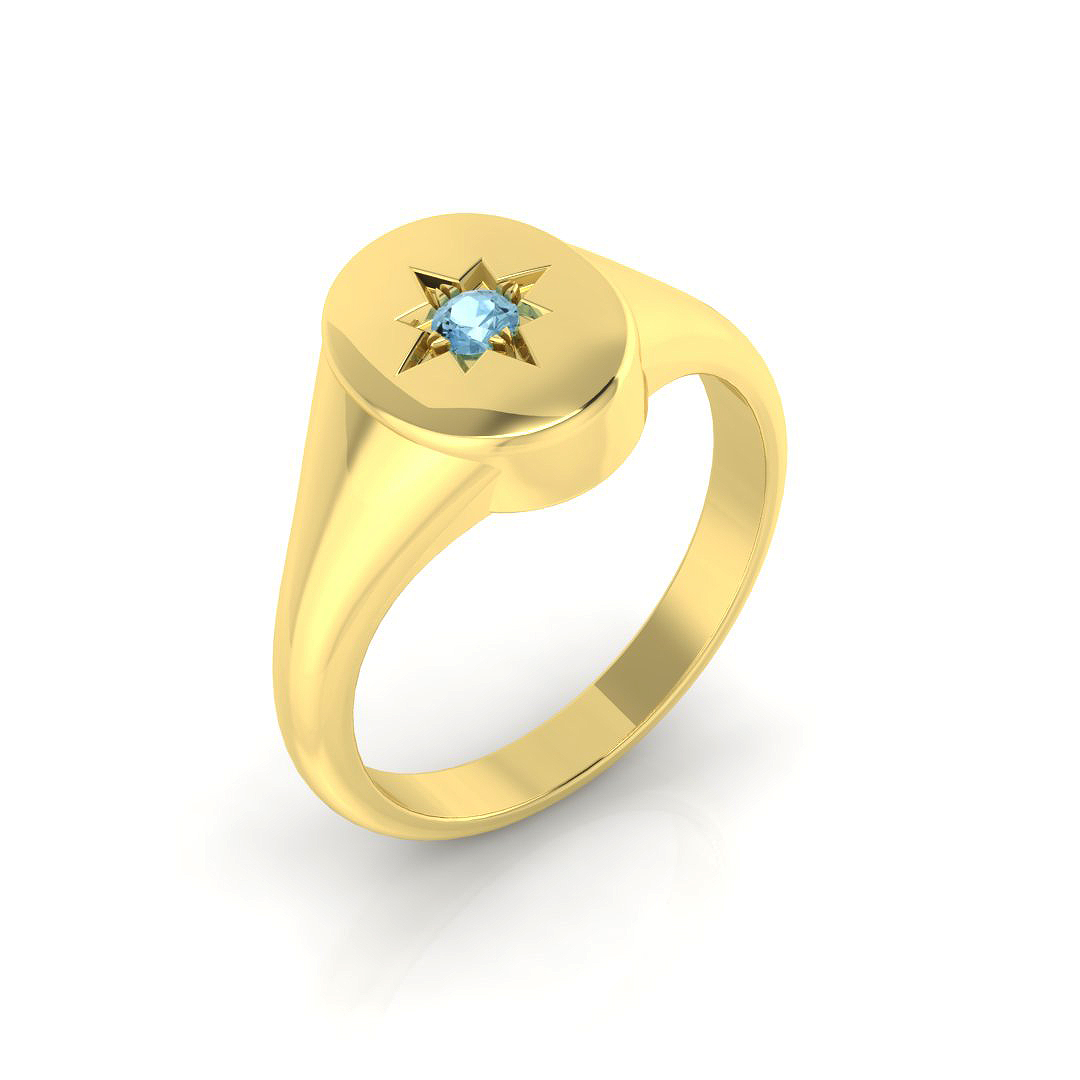 0.05 ct Aquamarine Round Ring