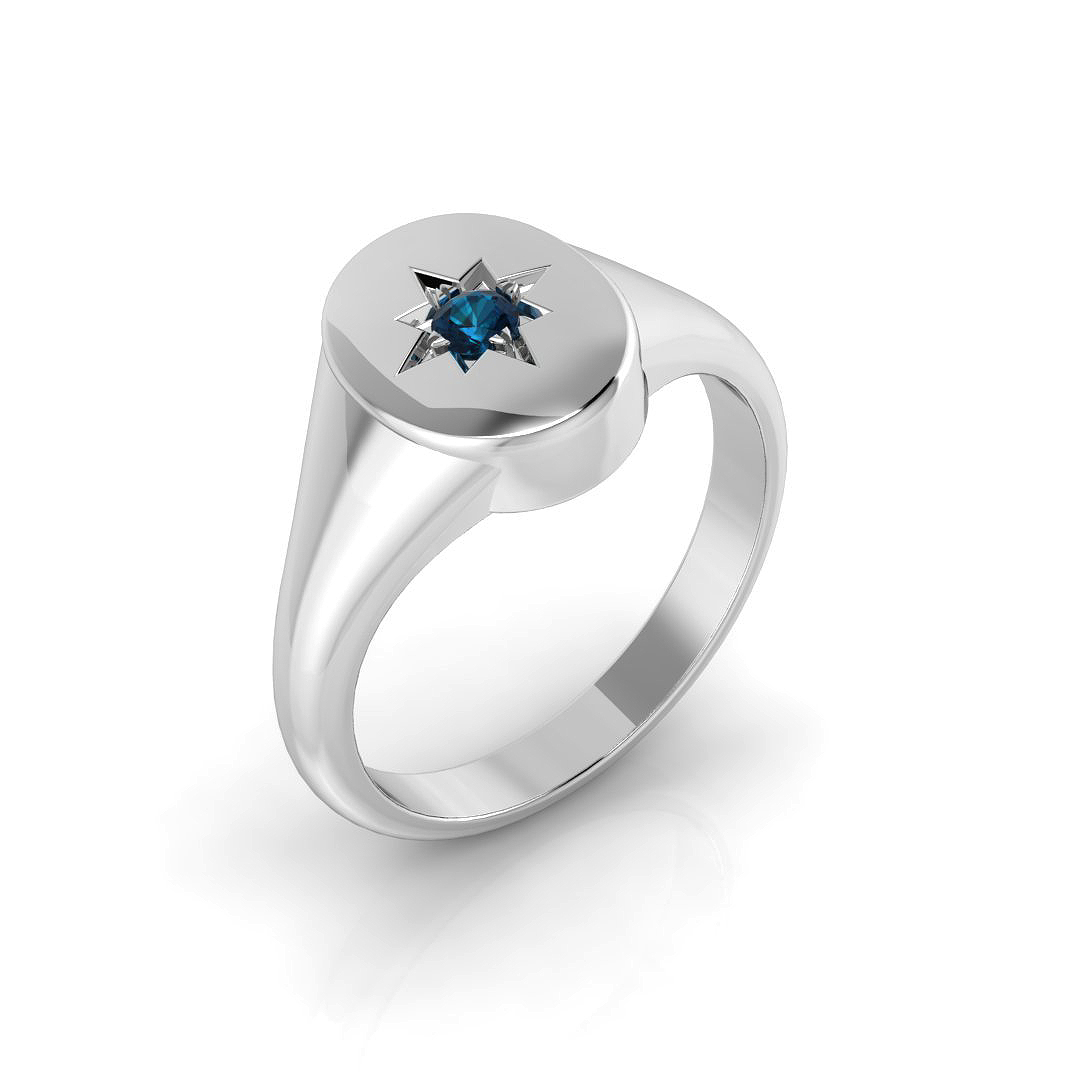 0.1 Ct Blue Topaz Round Cut  in 9K White Gold