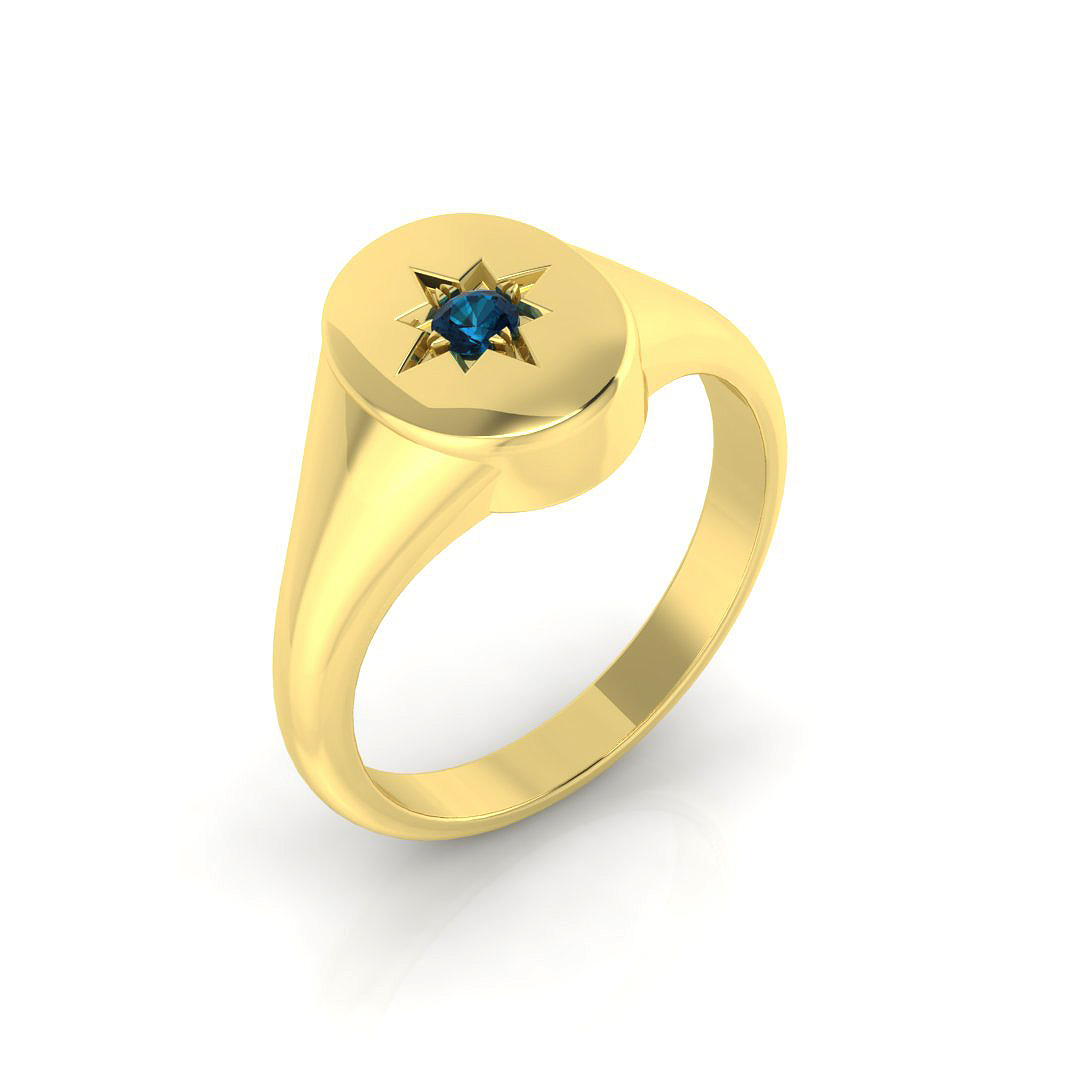 0.1 ct Blue Topaz Round Ring