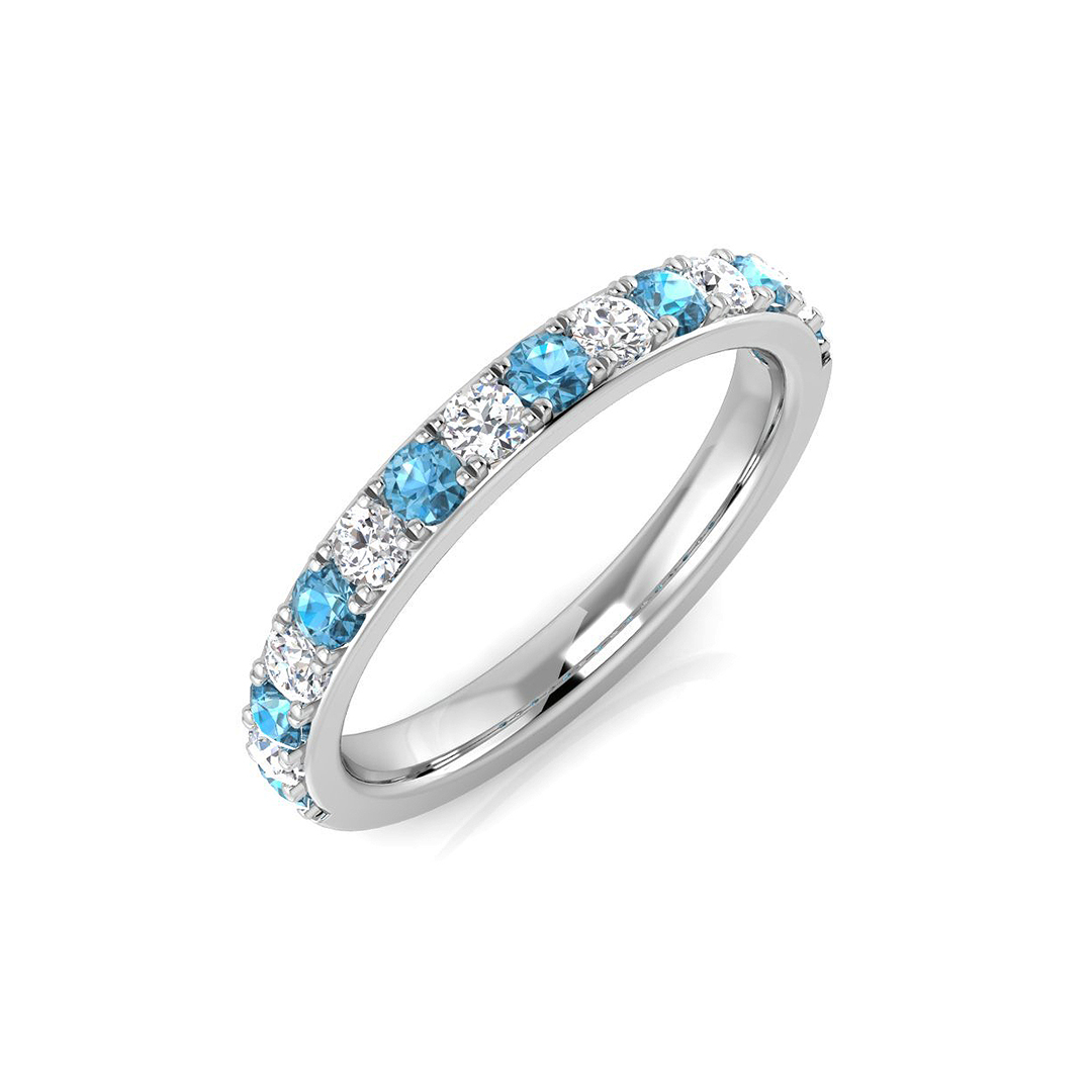 0.6 Ct Blue Topaz Round Cut  in 9K White Gold