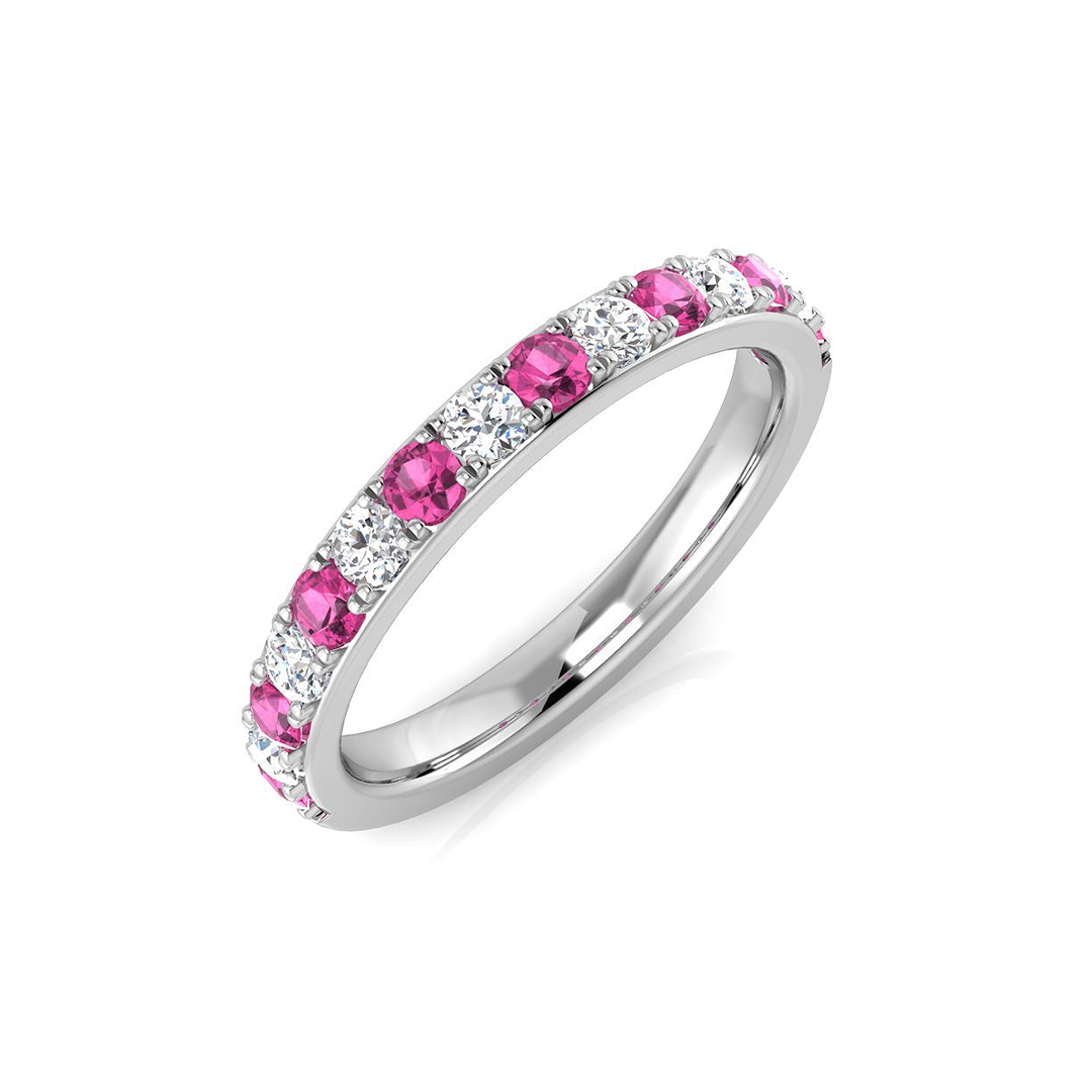 0.6 Ct Pink Sapphire Round Cut  in 9K White Gold
