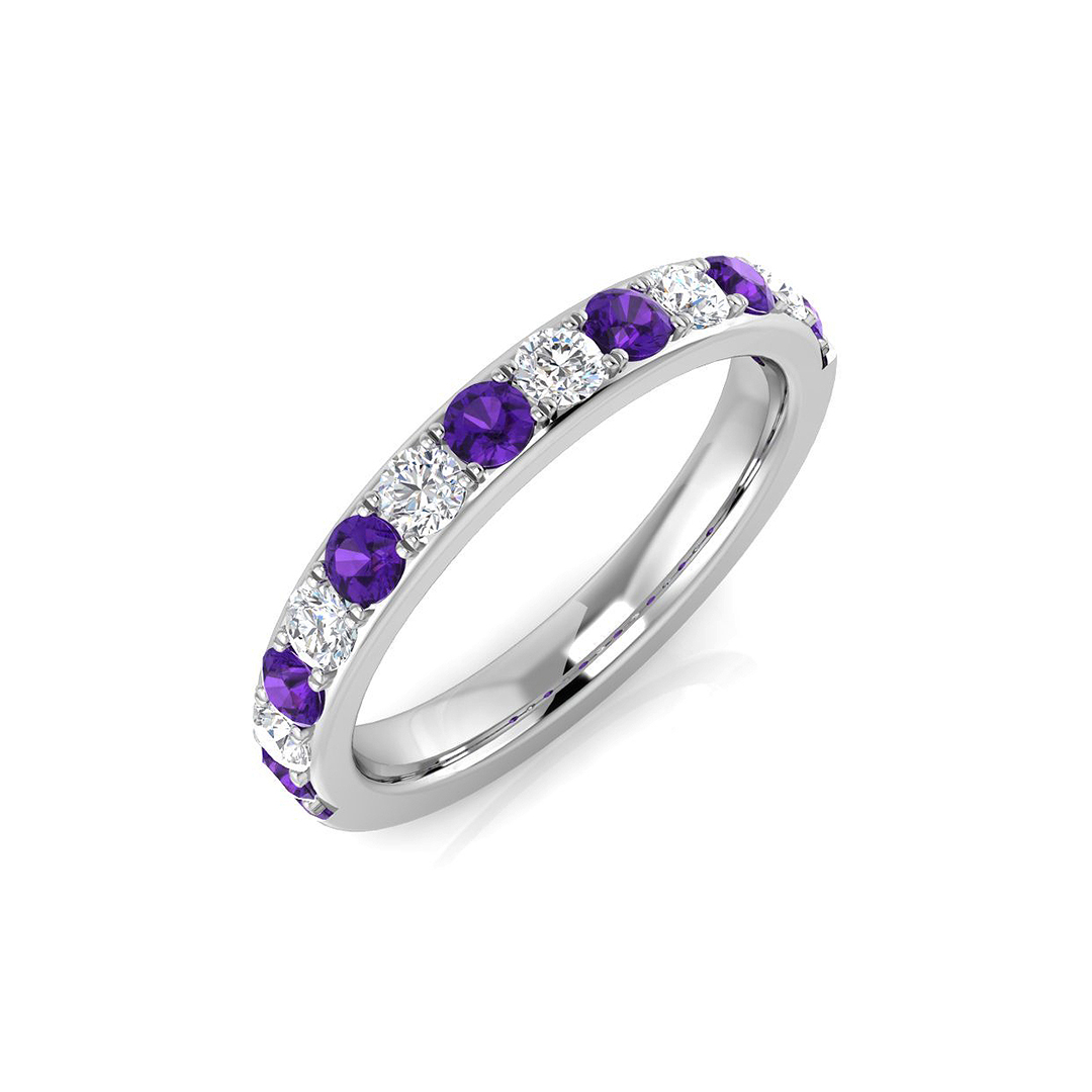 0.65 Ct Amethyst Round Cut  in 9K White Gold