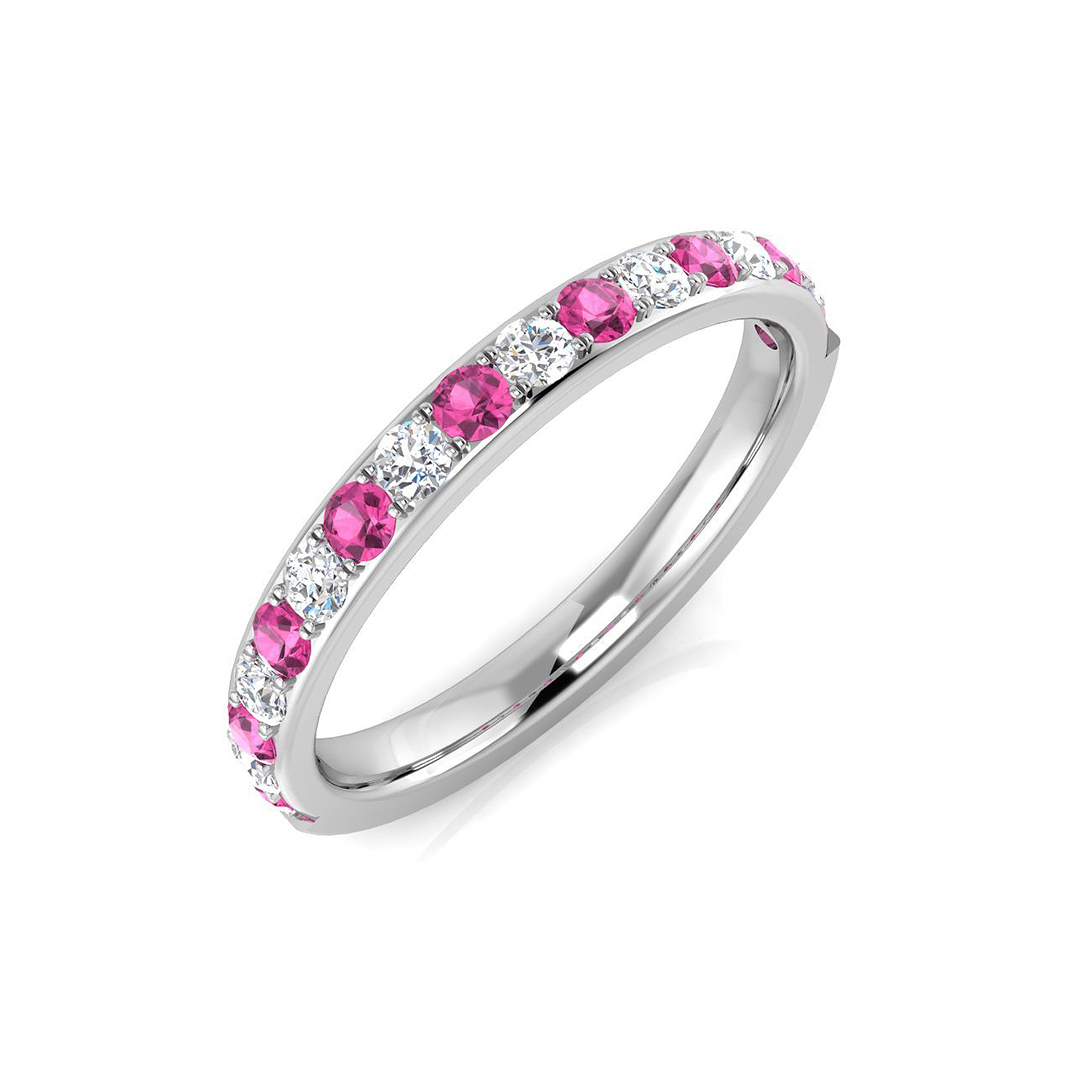 0.5 Ct Pink Sapphire Round Cut  in 9K White Gold