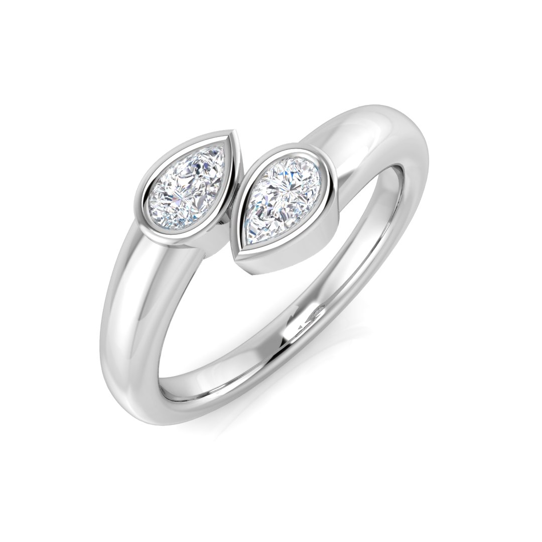 0.35 Ct Natural Diamond Pear Cut  in 18K White Gold