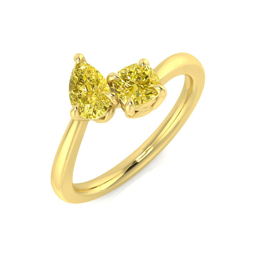 0.9 ct Yellow Diamond Pear Ring