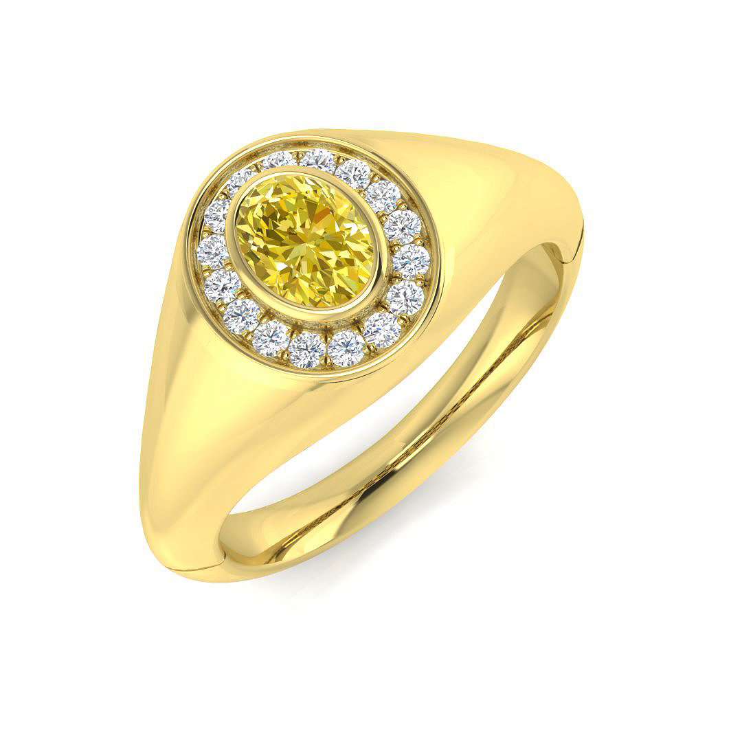 0.45 ct Yellow Diamond Oval Ring