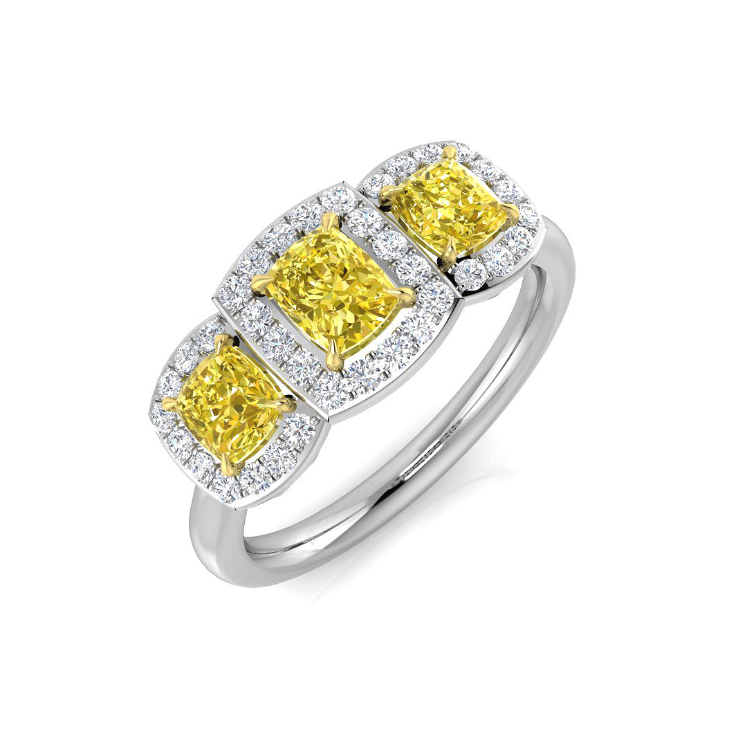 1.75 ct Yellow Diamond Cushion Ring