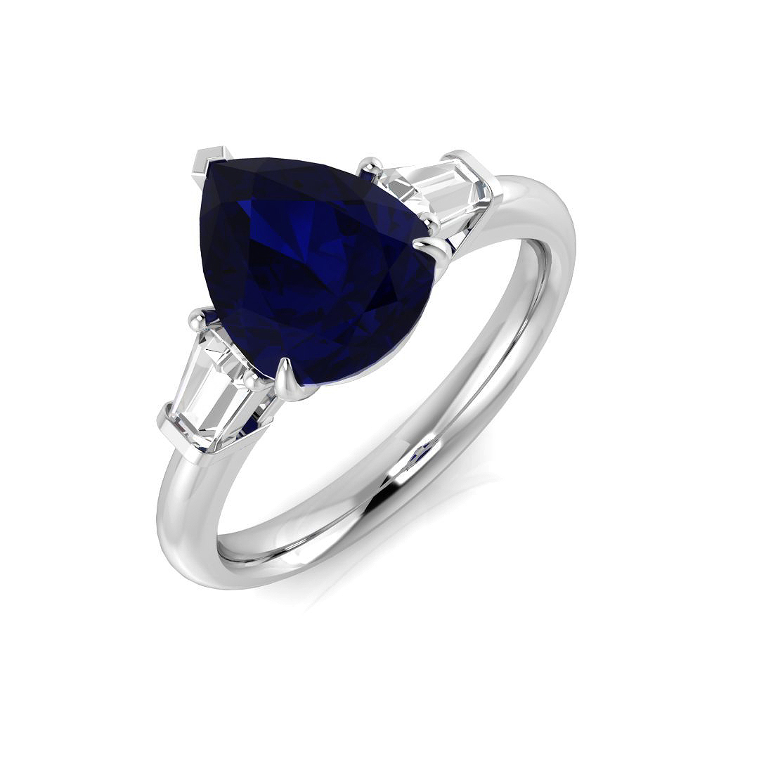 2.55 ct Blue Sapphire Pear Ring