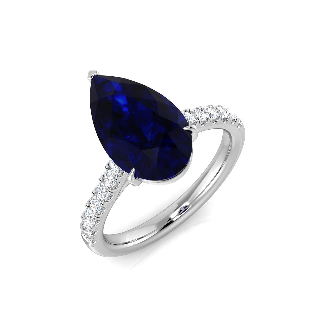 4.1 ct Blue Sapphire Pear Ring