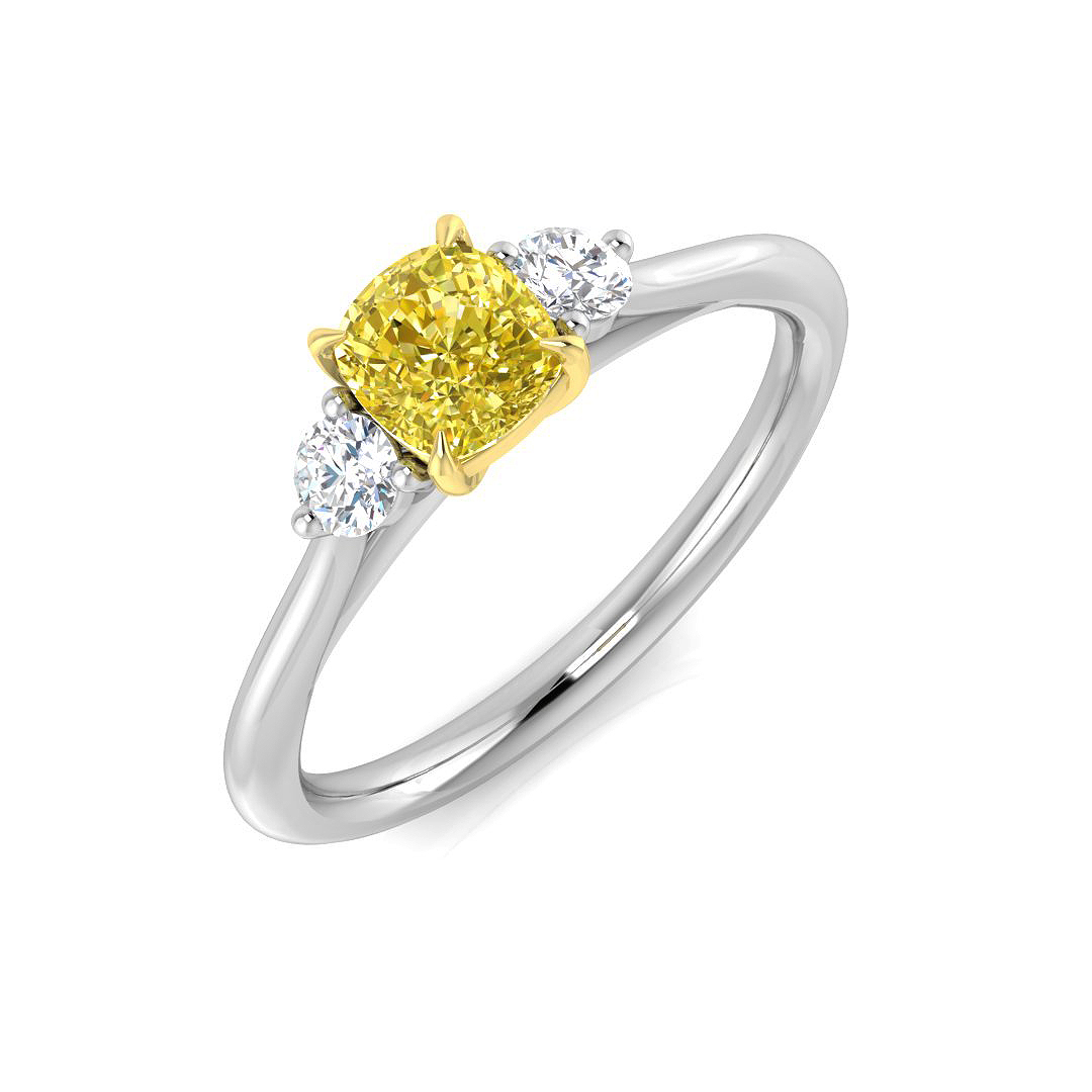 0.6 ct Yellow Diamond Round Ring