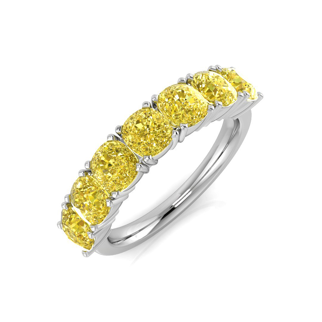 3.45 ct Yellow Diamond Cushion Ring