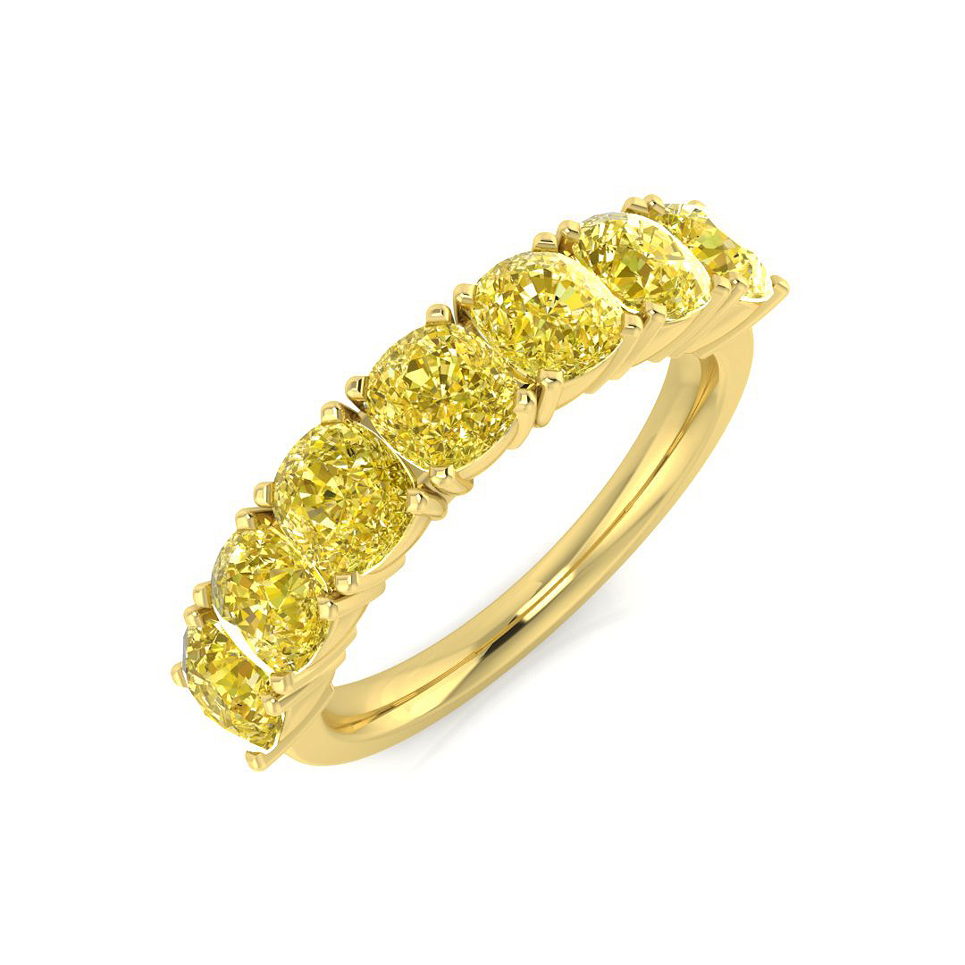 3.15 ct Yellow Diamond Cushion Ring