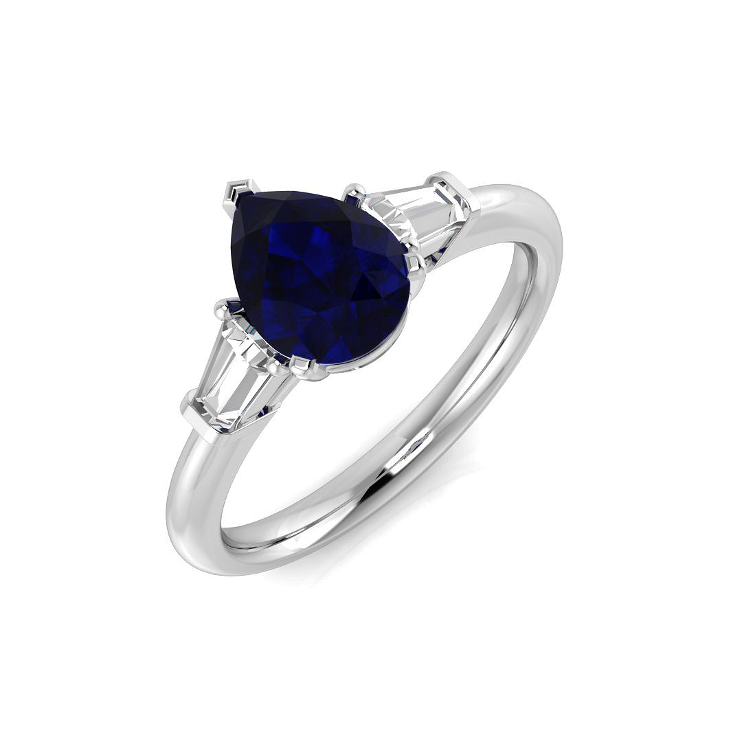 1.6 ct Blue Sapphire Pear Ring