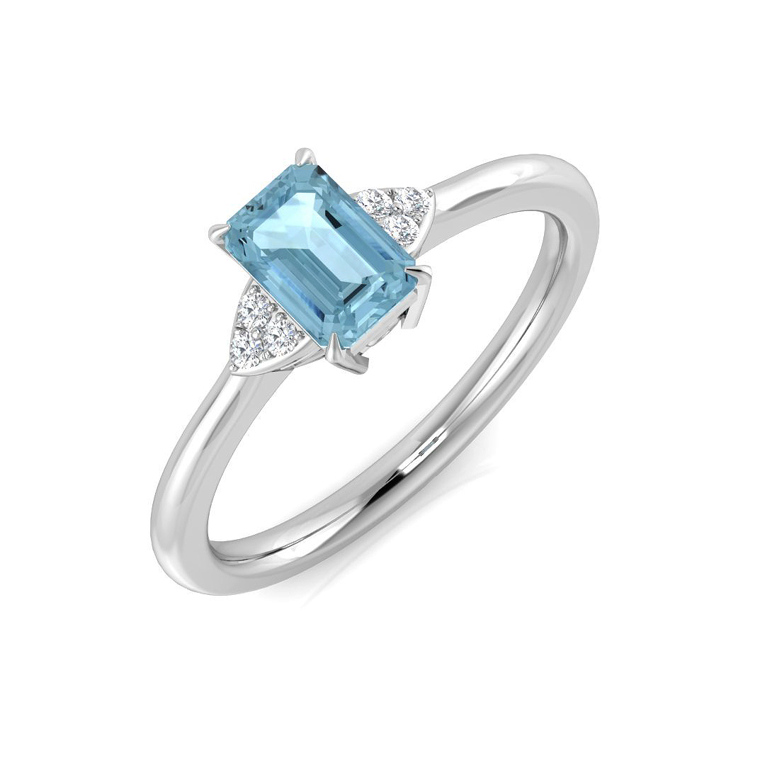 0.65 ct Aquamarine Emerald Ring