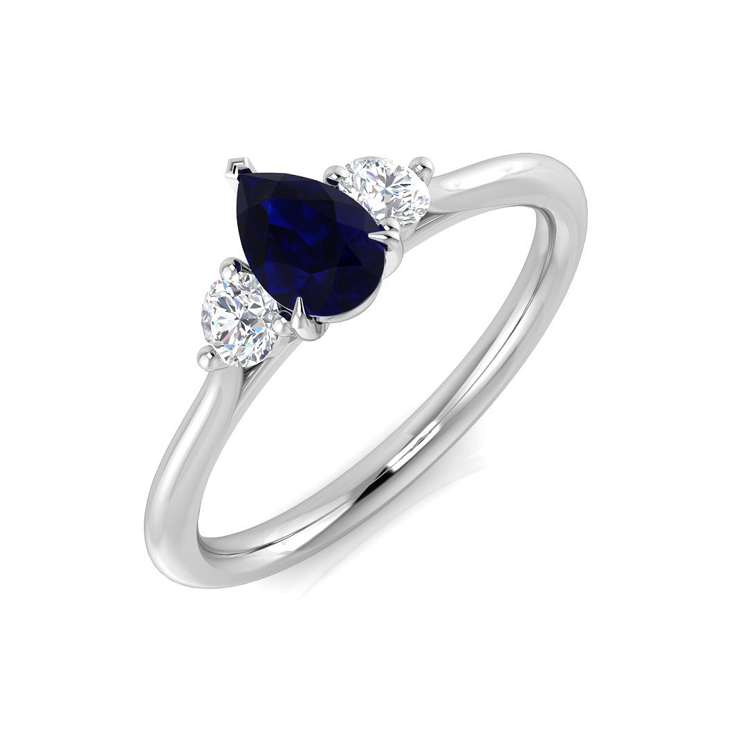 0.8 ct Blue Sapphire Pear Ring