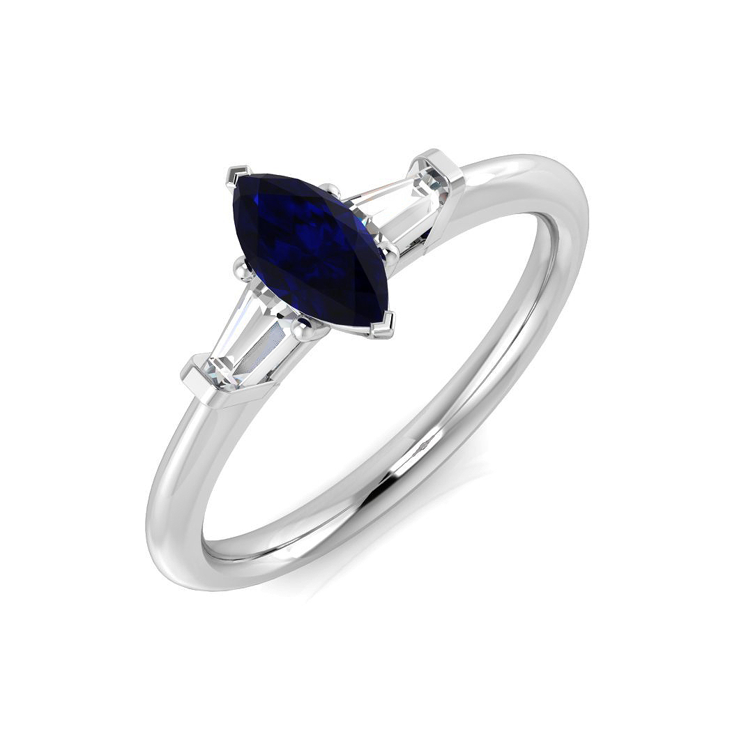 0.7 ct Blue Sapphire Marquise Ring
