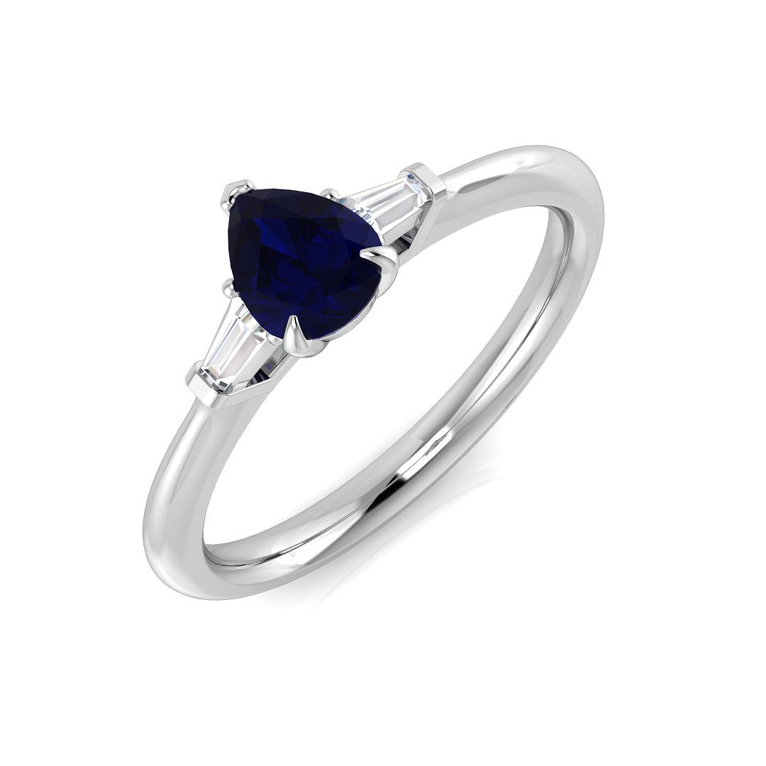 0.55 ct Blue Sapphire Pear Ring