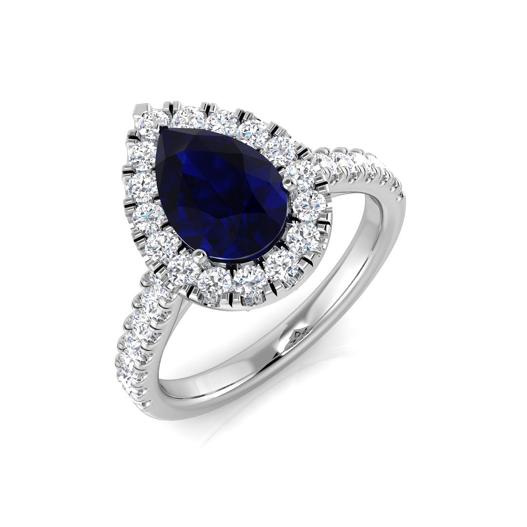 2.25 ct Blue Sapphire Pear Ring