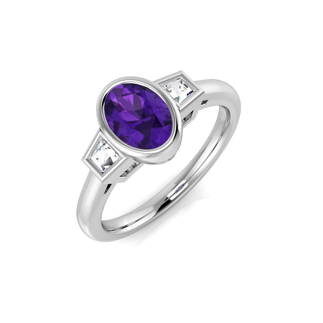0.75 Ct Amethyst Oval Cut  in 9K White Gold