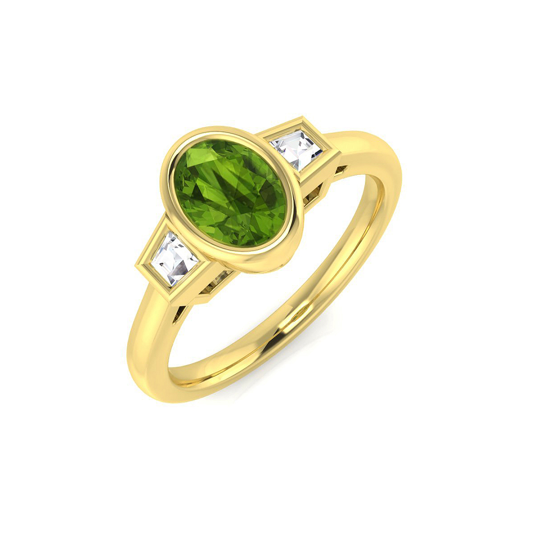 1 ct Peridot Oval Ring
