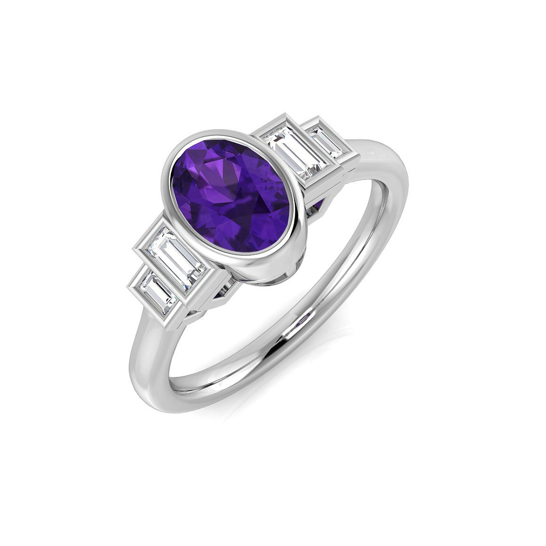 0.95 Ct Amethyst Oval Cut  in 9K White Gold
