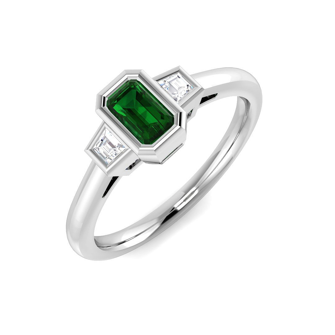 0.35 ct Natural Diamond Emerald Ring