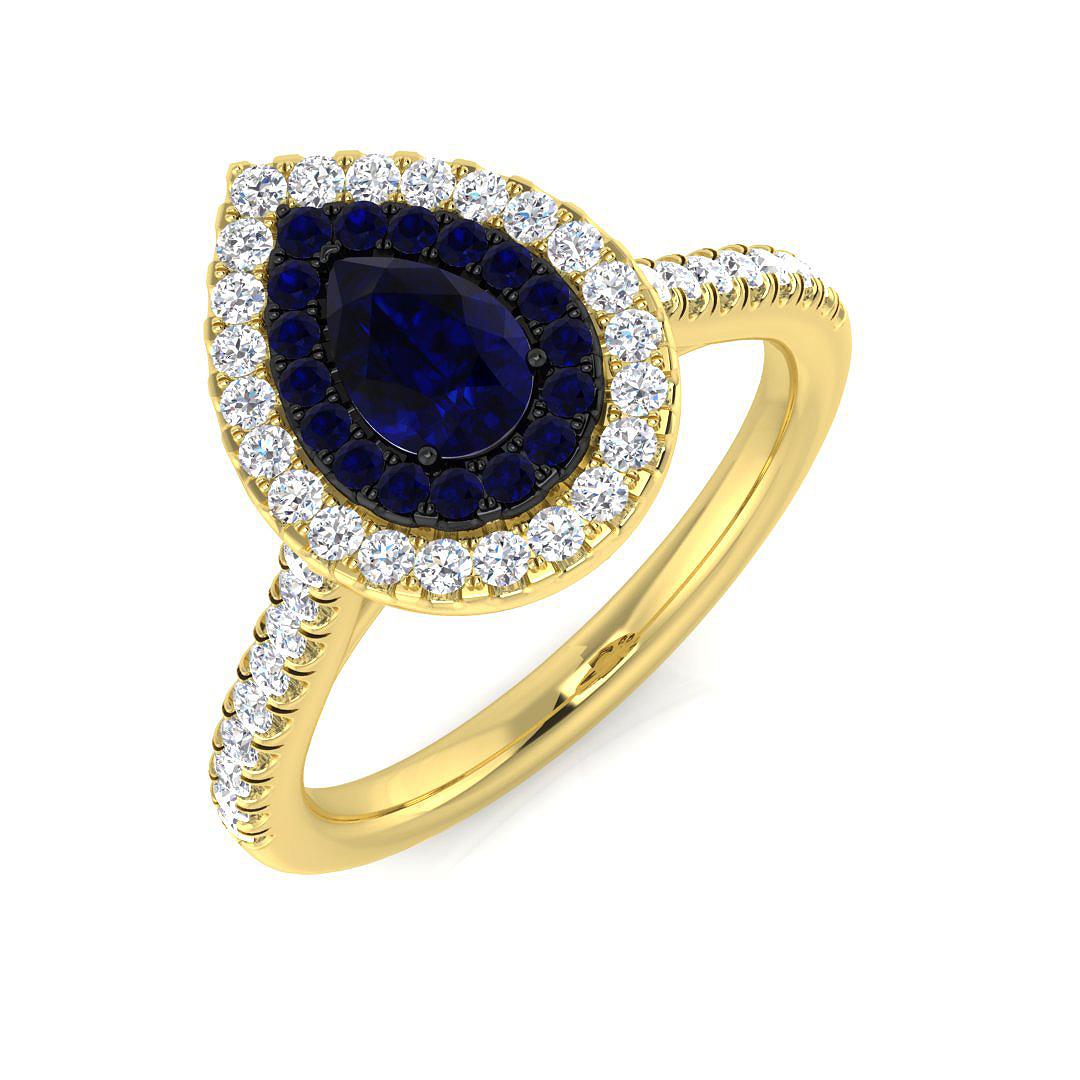 1.1 ct Blue Sapphire Pear Ring