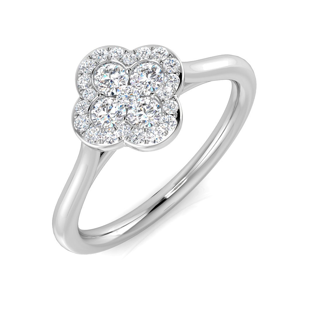 0.35 Ct Natural Diamond Round Cut  in 18K White Gold